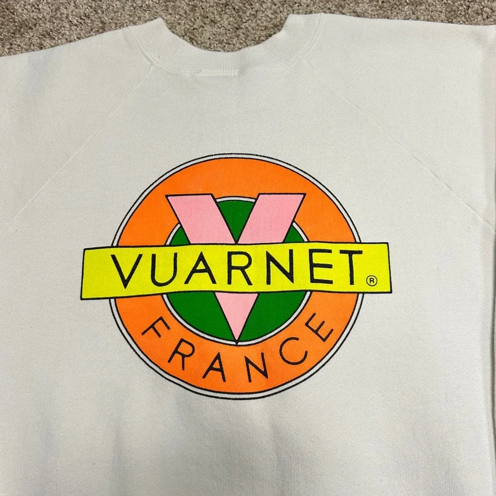 Vintage Vuarnet France Sweatshirt Men Size Large Made IN USA Sunglasses Ski